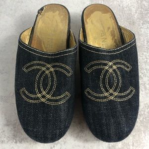 Authentic Chanel Denim Mules